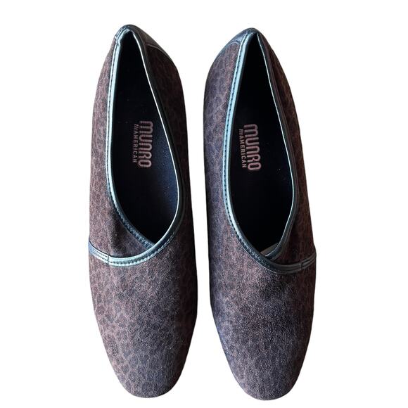 Munro Dana Leopard Slip on Shoes Comfort Loafers Flats Size 9 Black Brown Suede - Picture 6 of 8